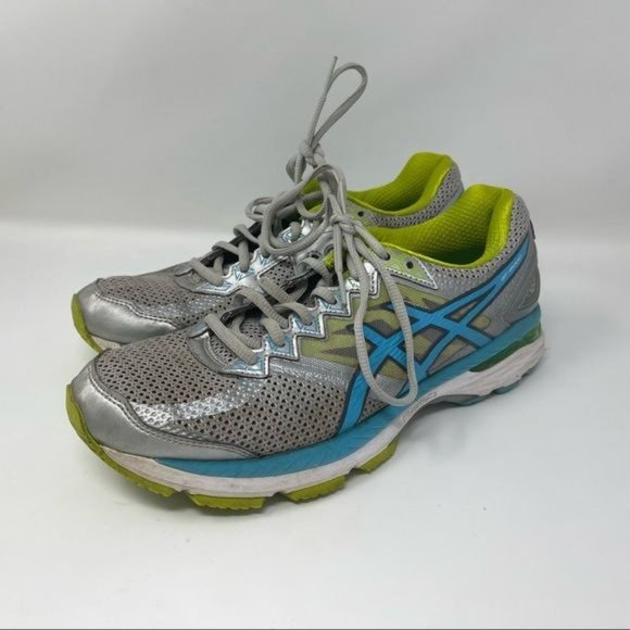 Asics Womens Gt-2000 4 Running Shoes Gray Green T656N Lace Up Mesh 9 - Picture 1 of 12